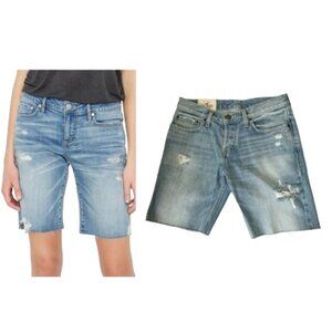 Hollister Jean Cut Off Shorts High Waist Button Fly Raw Hem Distress Stretch 30